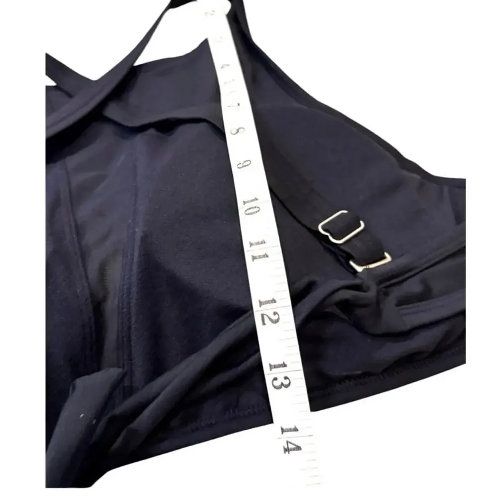 Time and Tru Women’s 1X Black High Neck Bikini Swim Top Mesh Inset NWT